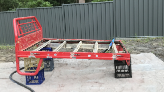Dustless blasting of trucks and trailers, restoration of vehicles before image
