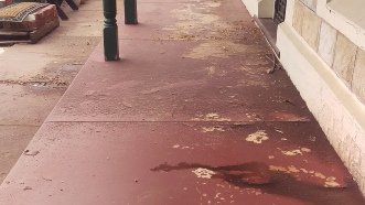 Dustless blasting of tiles and outdoor areas before image