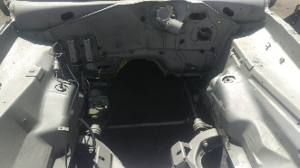 Dustless blasting of engine bay and car chassis and body panels after image